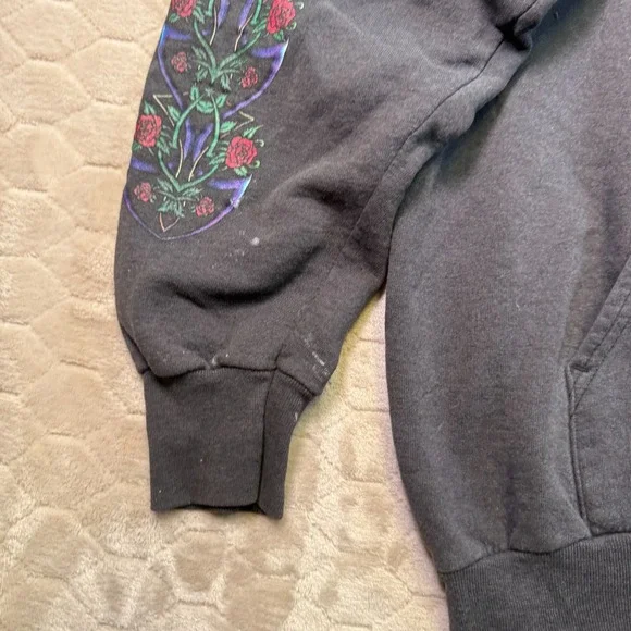 VTG y2k 100% Hardcore Biker Hoodie Sz XL Faded Worn Painted Floral Reno NV
